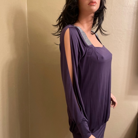 Baby Phat short purple Dress Snake Bite Rhinestone Accent Scoop Back. Size Small - Picture 4 of 12